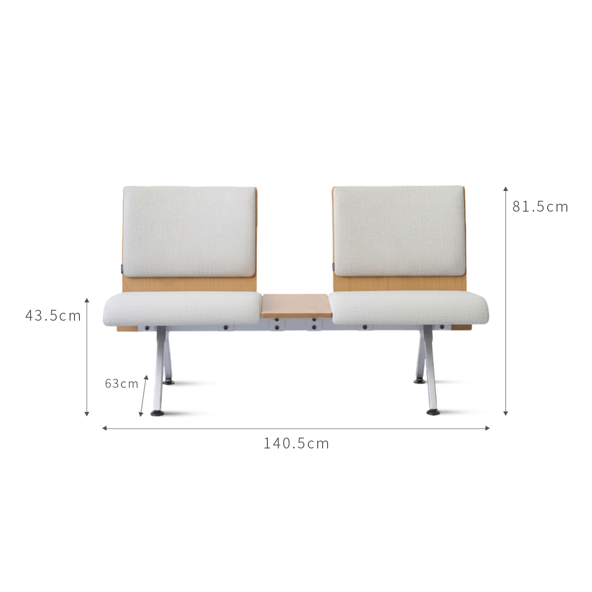 Kベンチロビー待合椅子-肘掛け3人掛け