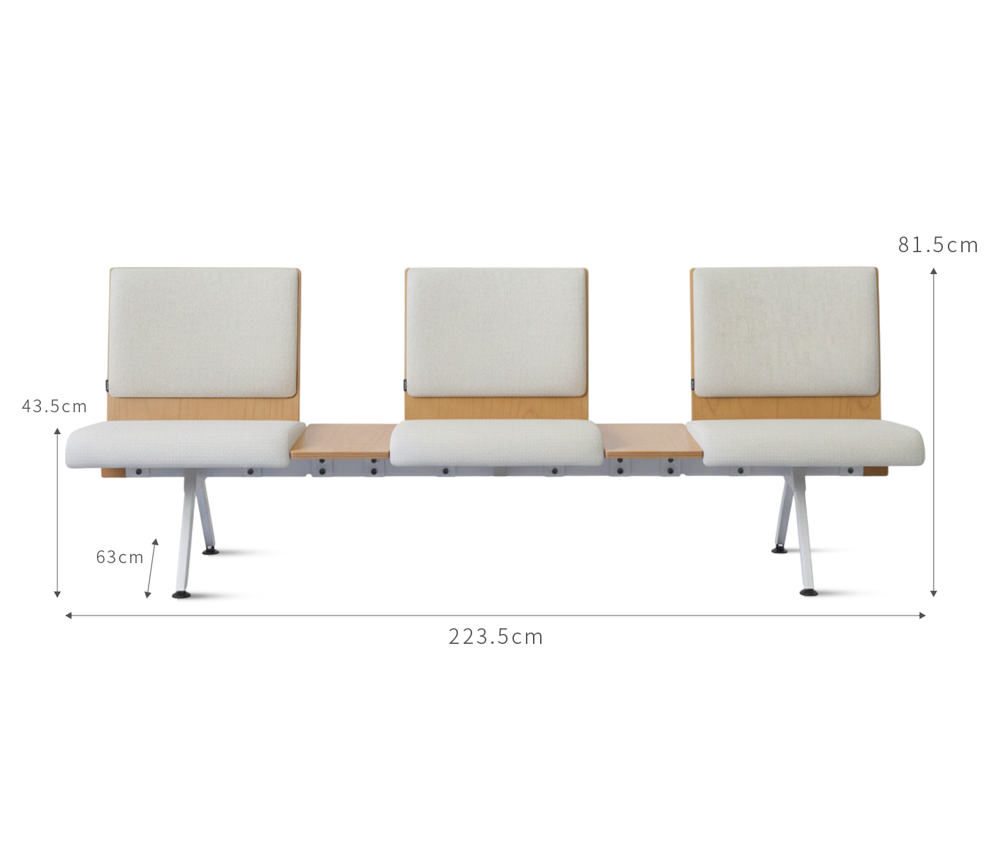 Kベンチロビー待合椅子-肘掛け3人掛け