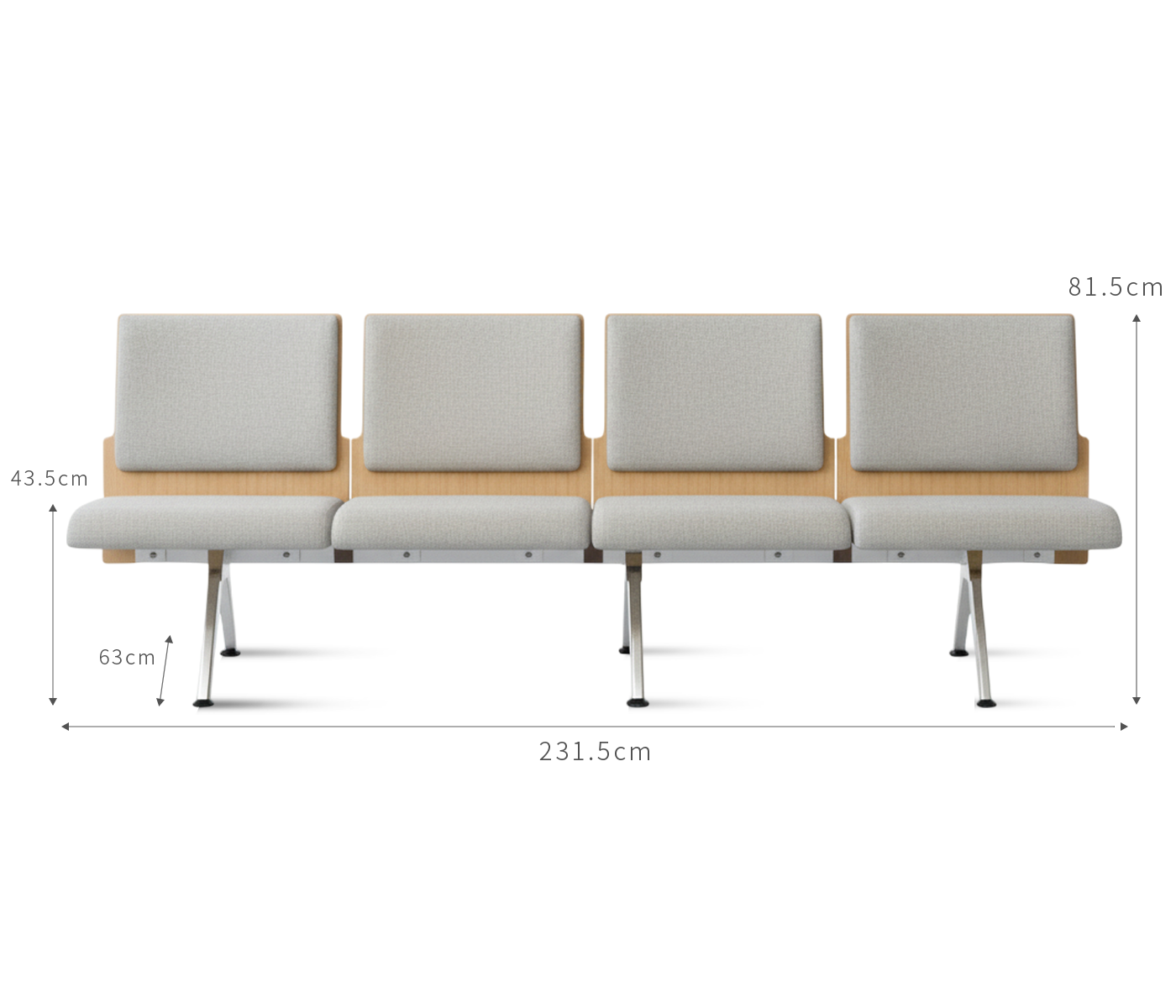 K Bench lobby waiting chair-armrest three-person seat