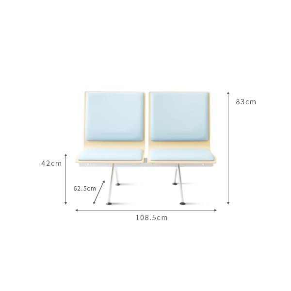 合板ベンチロビー待合椅子 - 3人掛け