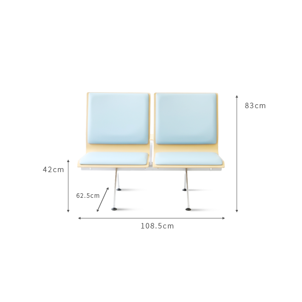 合板ベンチロビー待合椅子 - 3人掛け