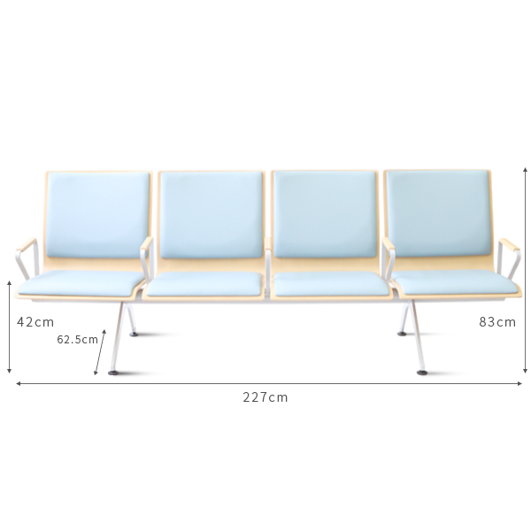 合板ベンチロビー待合椅子 - 4人掛け