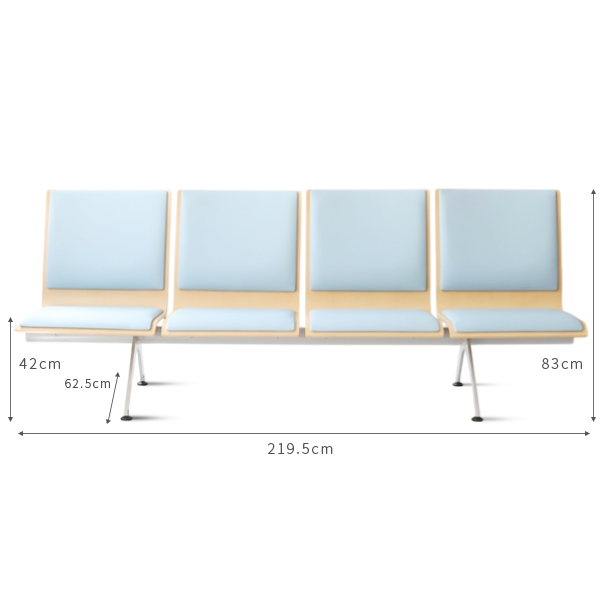 合板ベンチロビー待合椅子 - 4人掛け