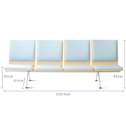 合板ベンチロビー待合椅子 - 4人掛け