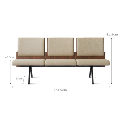 Kベンチロビー待合椅子-肘掛け3人掛け