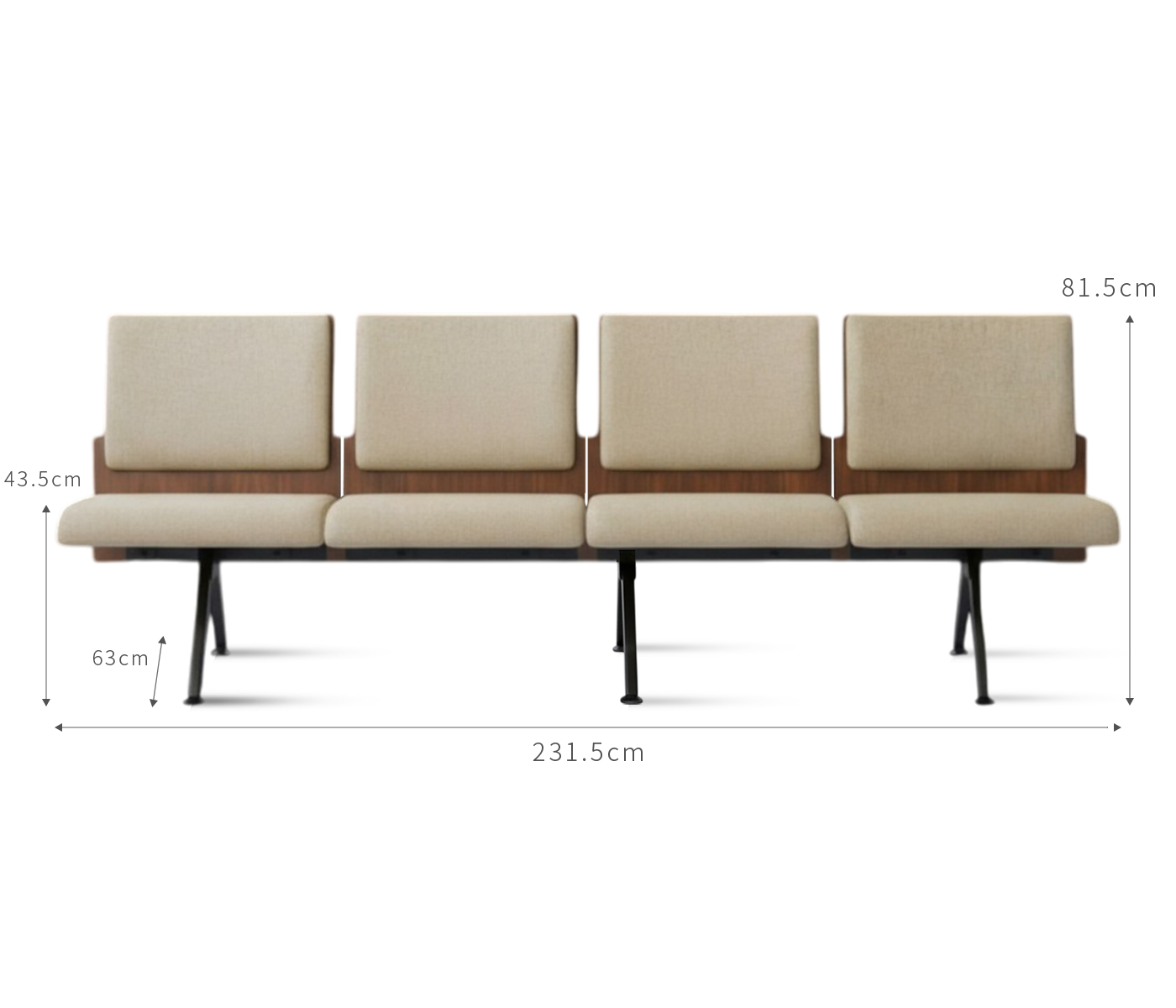Kベンチロビー待合椅子-肘掛け3人掛け