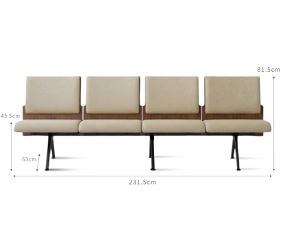 Kベンチロビー待合椅子-肘掛け3人掛け