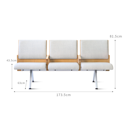 Kベンチロビー待合椅子 | 3人掛けアームレスト付き