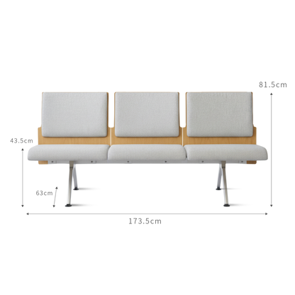 Kベンチロビー待合椅子-肘掛け3人掛け