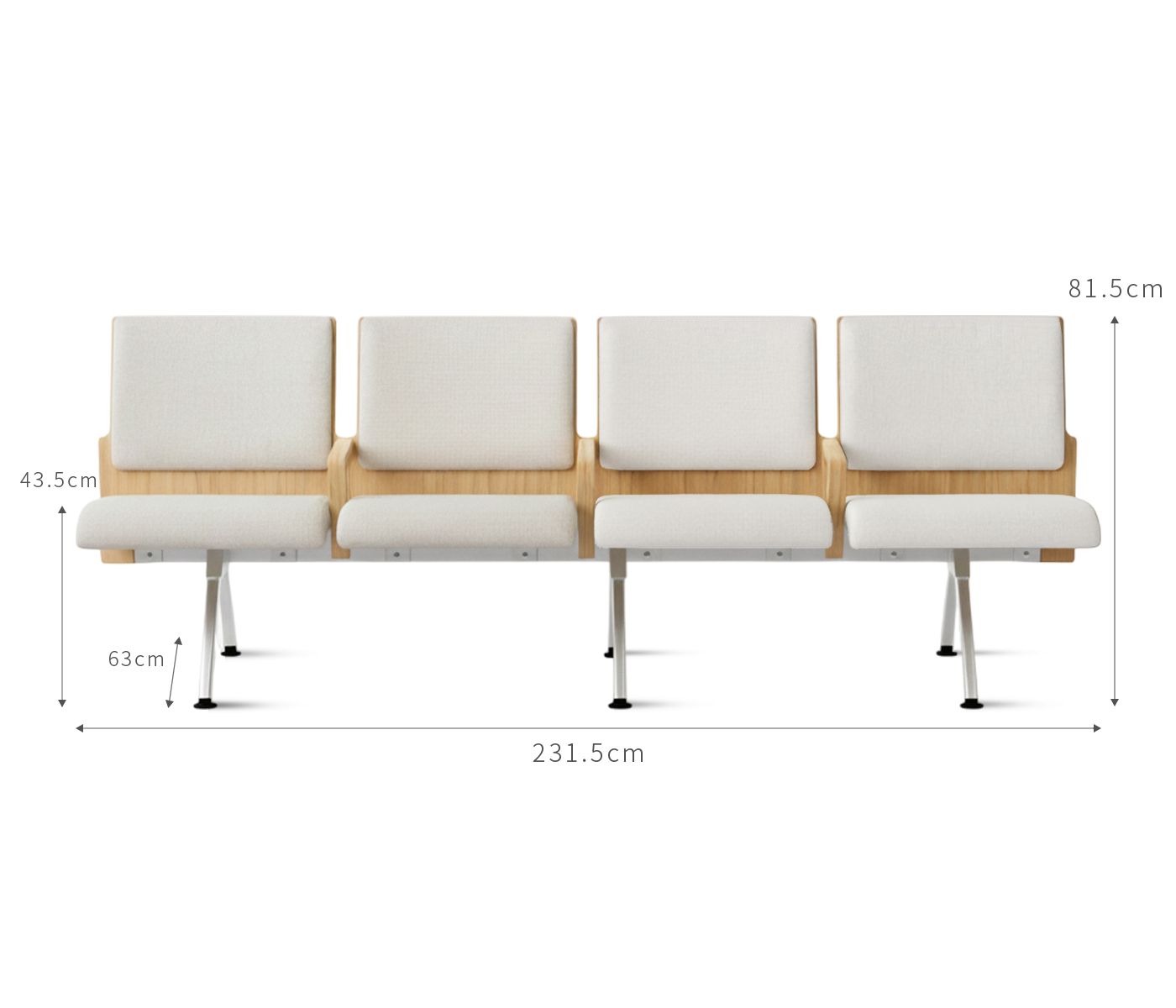 Kベンチロビー待合椅子-肘掛け3人掛け