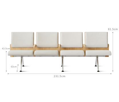 Kベンチロビー待合椅子-肘掛け3人掛け