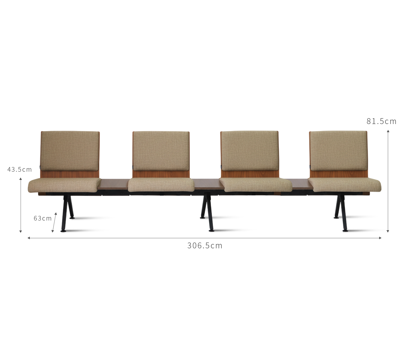 Kベンチロビー待合椅子-肘掛け3人掛け