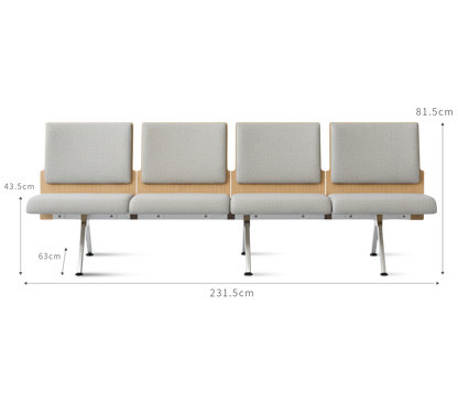 Kベンチロビー待合椅子-肘掛け3人掛け