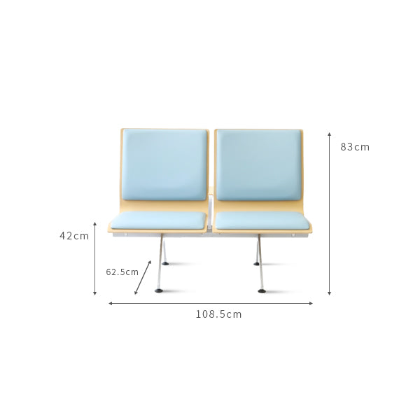 Plywood Bench Lobby Waiting Chair | Armrest 2-seater