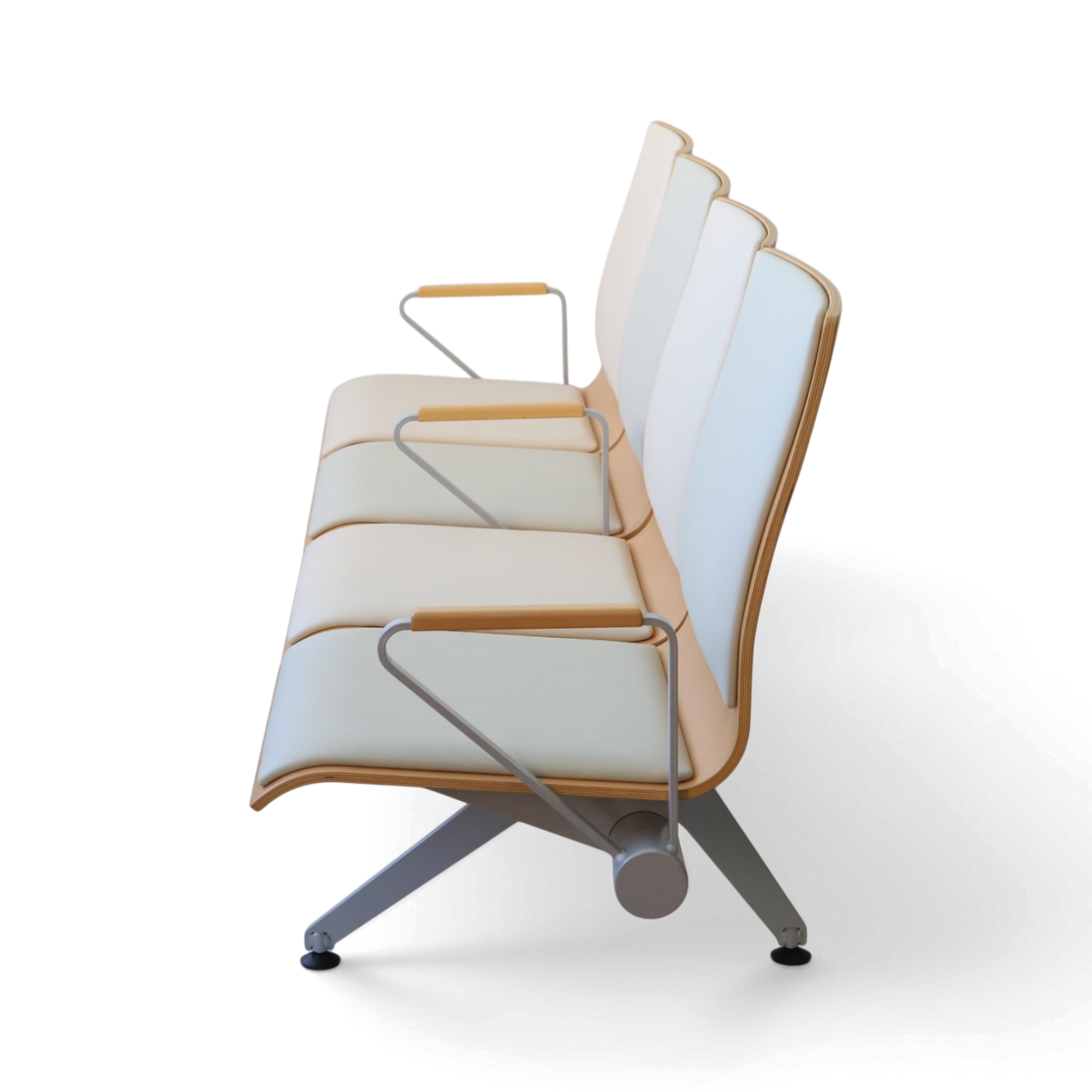 Plywood Bench Lobby Waiting Chair | Armrest 4-seater