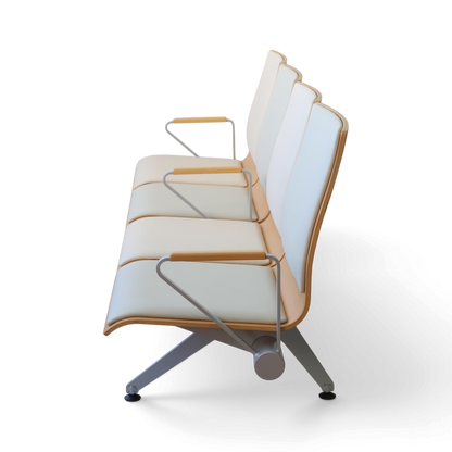 Plywood Bench Lobby Waiting Chair | Armrest 4-seater