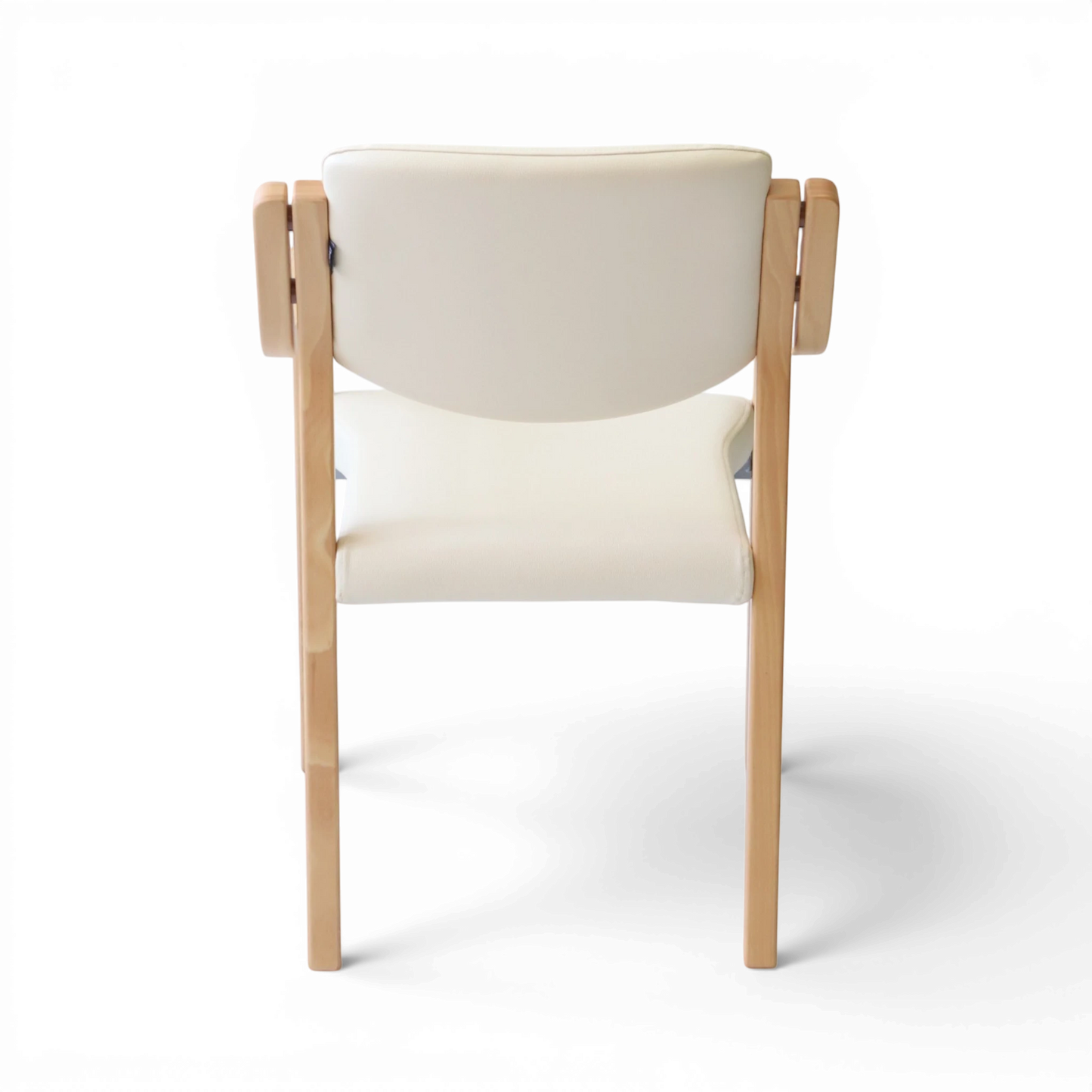 PROVOUR 台日設計家具｜木質辦公桌辦公椅 M Chair-02 白色曲木餐椅，具備舒適泡綿座墊與可堆疊設計
