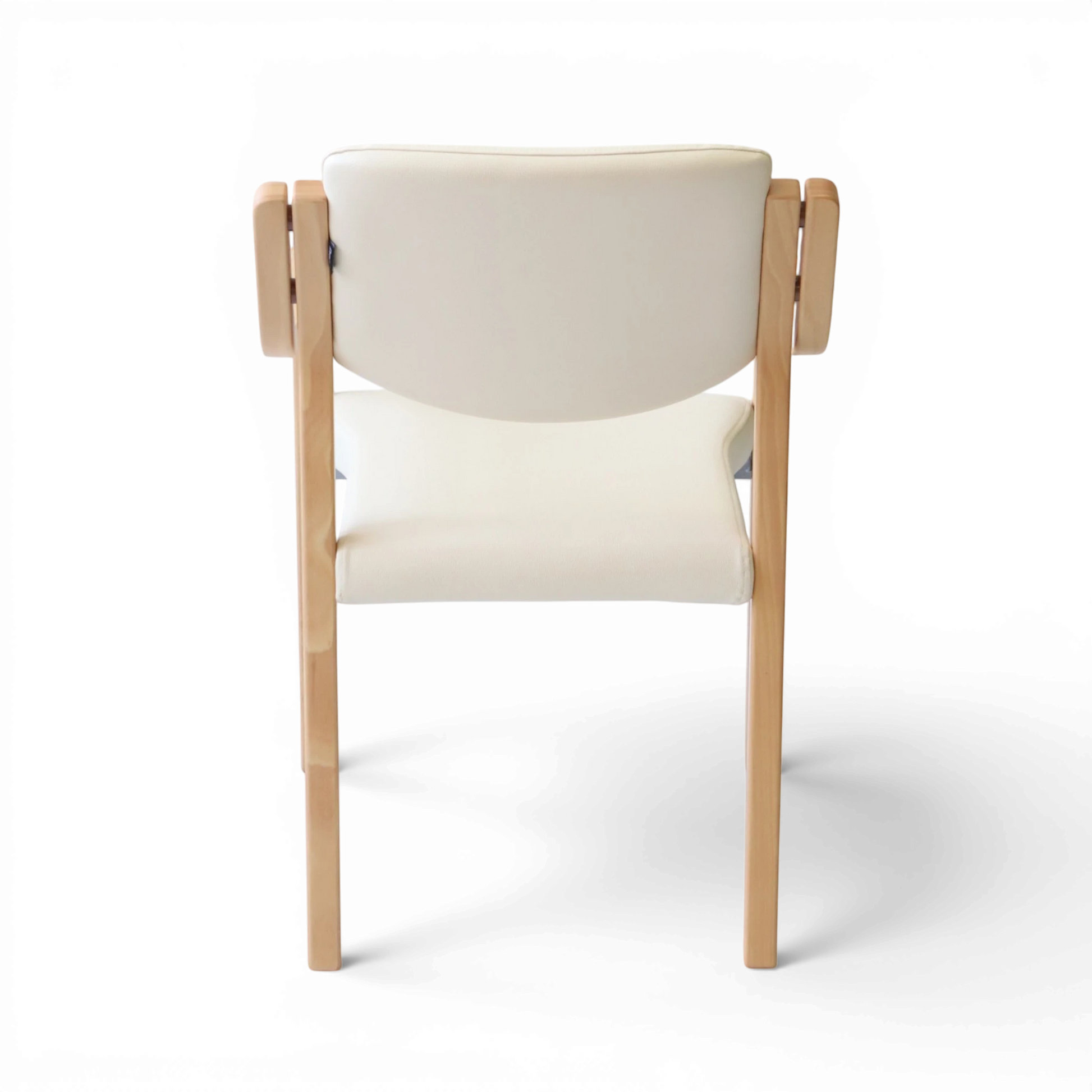 PROVOUR 台日設計家具｜木質辦公桌辦公椅 M Chair-02 白色曲木餐椅，具備舒適泡綿座墊與可堆疊設計