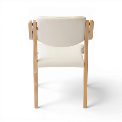 PROVOUR 台日設計家具｜木質辦公桌辦公椅 M Chair-02 白色曲木餐椅，具備舒適泡綿座墊與可堆疊設計