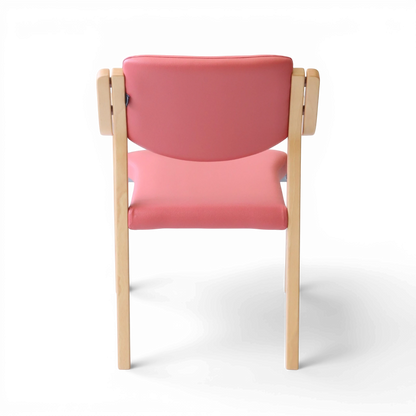 PROVOUR 台日設計家具 M Chair-02 粉色PVC曲木餐椅，具備一體成型扶手與可堆疊設計，適合商務接待空間。